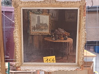 Lot 154 - schilderij tafel met bloemen - afbeelding 1 van  4