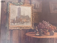 Lot 154 - schilderij tafel met bloemen - afbeelding 3 van  4