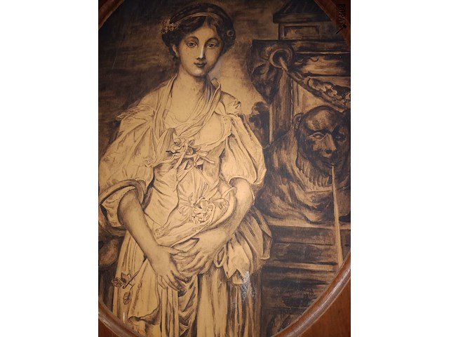 Lot 154 - tekeningen in houten kader. 2 stuks - afbeelding 4 van  5