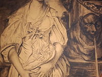 Lot 154 - tekeningen in houten kader. 2 stuks - afbeelding 4 van  5