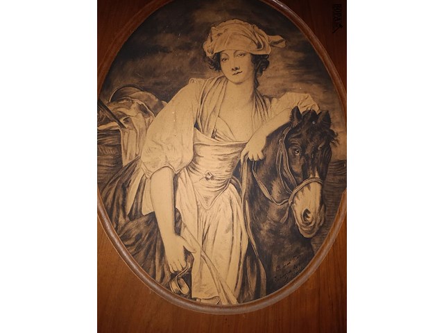 Lot 154 - tekeningen in houten kader. 2 stuks - afbeelding 5 van  5