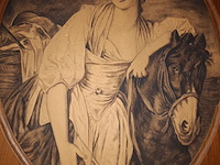 Lot 154 - tekeningen in houten kader. 2 stuks - afbeelding 5 van  5