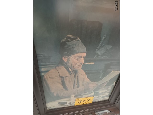 Lot 155 - kader man aan bureel - afbeelding 2 van  4