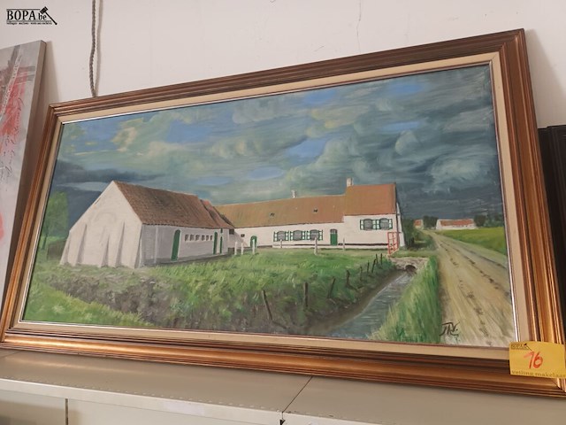 Lot 16 - schilderij met hoeve - afbeelding 1 van  3