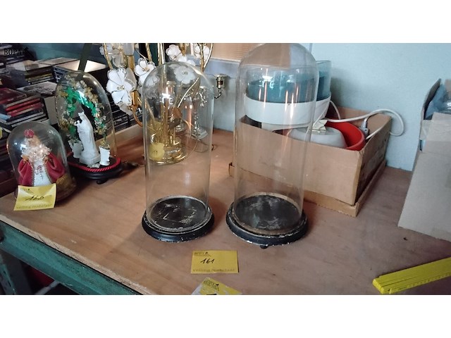 Lot 161 - glazen stolp op houten voet - afbeelding 1 van  1