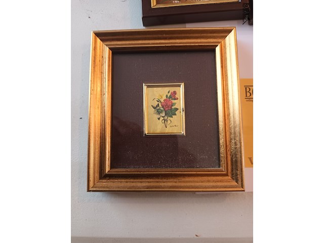 Lot 162 - miniatuur kaders met bloemen. 3 stuks - afbeelding 2 van  4