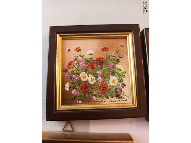 Lot 162 - miniatuur kaders met bloemen. 3 stuks - afbeelding 3 van  4