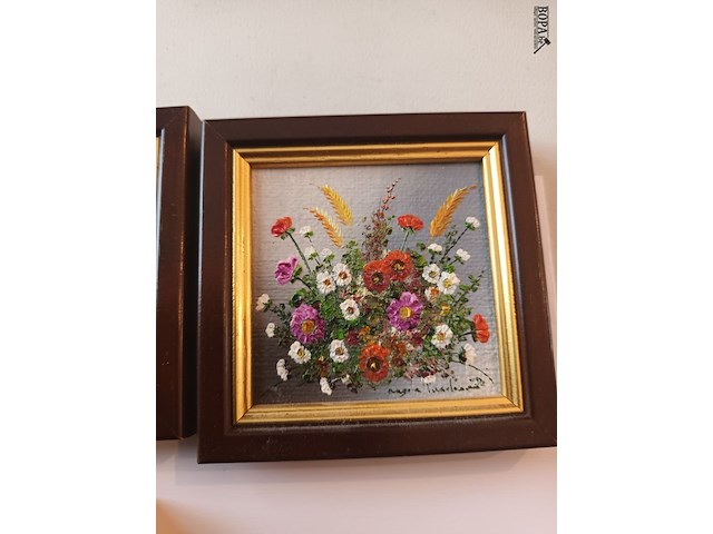 Lot 162 - miniatuur kaders met bloemen. 3 stuks - afbeelding 4 van  4