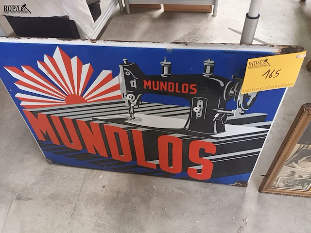 Lot 165 - emaille reclamebord mundlos - afbeelding 1 van  6