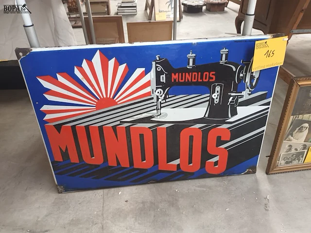 Lot 165 - emaille reclamebord mundlos - afbeelding 2 van  6