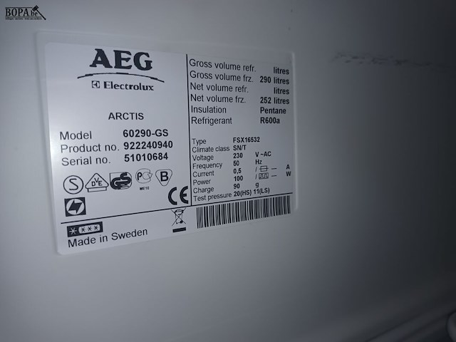 Lot 167 - diepvriezer aeg - afbeelding 5 van  5