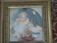 Lot 17 - klassieke ovale spiegel met sierlijke gouden rand en reprodu - afbeelding 2 van  5