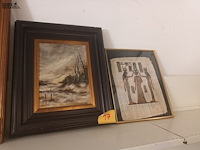Lot 17 - schilderij en papyrus prent