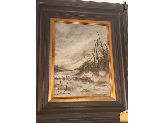 Lot 17 - schilderij en papyrus prent - afbeelding 3 van  4