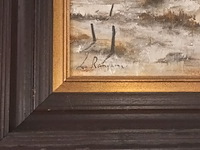 Lot 17 - schilderij en papyrus prent - afbeelding 4 van  4