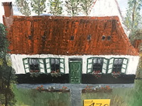 Lot 170 - schilderij woning met luiken - afbeelding 2 van  4