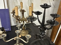 Lot 171 - lot luster en kandelaars + tl armatuur met lamp - 5 stuks - afbeelding 3 van  4