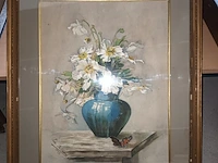 Lot 171 - schilderijen met bloemen. 4 stuks - afbeelding 3 van  5