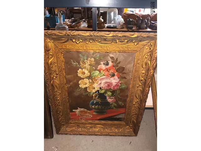 Lot 171 - schilderijen met bloemen. 4 stuks - afbeelding 4 van  5