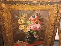 Lot 171 - schilderijen met bloemen. 4 stuks - afbeelding 4 van  5