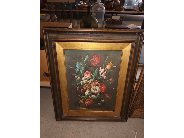 Lot 171 - schilderijen met bloemen. 4 stuks - afbeelding 5 van  5
