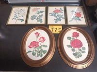 Lot 175 - kaders met bloemen. 6 stuks - afbeelding 1 van  4