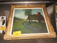Lot 176 - schilderij huis en beek - afbeelding 1 van  3
