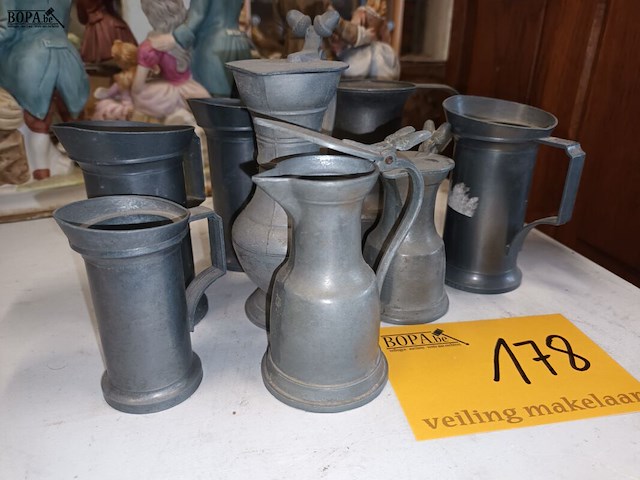 Lot 178 - kannetjes in tin. 8 stuks - afbeelding 2 van  5