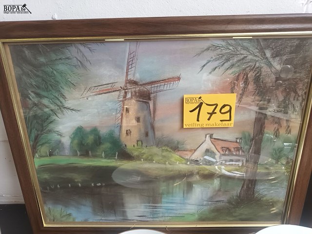Lot 179 - kader met molen - afbeelding 1 van  4
