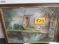 Lot 179 - kader met molen - afbeelding 1 van  4