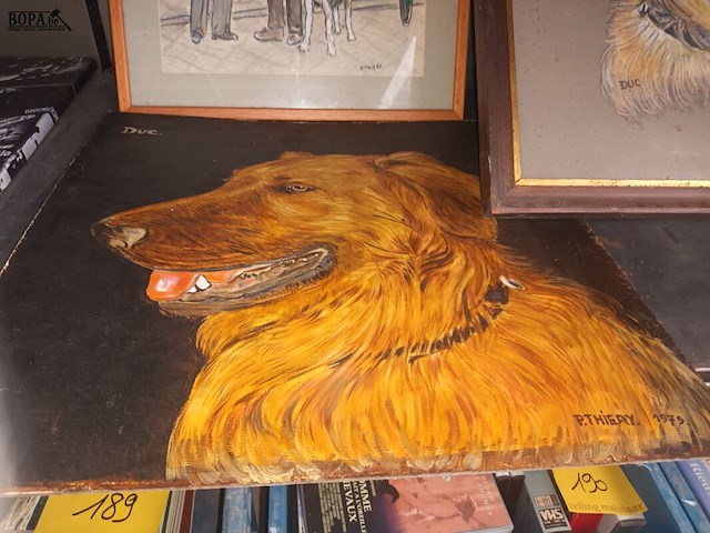 Lot 180 - schilderij hond. 3 stuks - afbeelding 3 van  4
