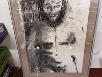 Lot 182 - kaders met naakttekeningen. 3 stuks - afbeelding 2 van  4