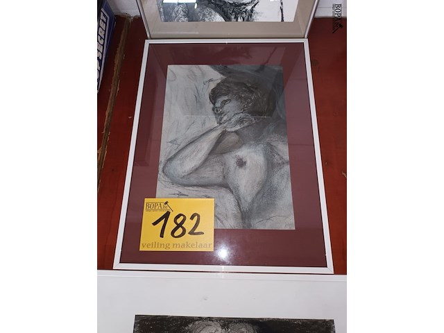 Lot 182 - kaders met naakttekeningen. 3 stuks - afbeelding 3 van  4