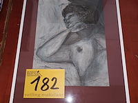 Lot 182 - kaders met naakttekeningen. 3 stuks - afbeelding 3 van  4
