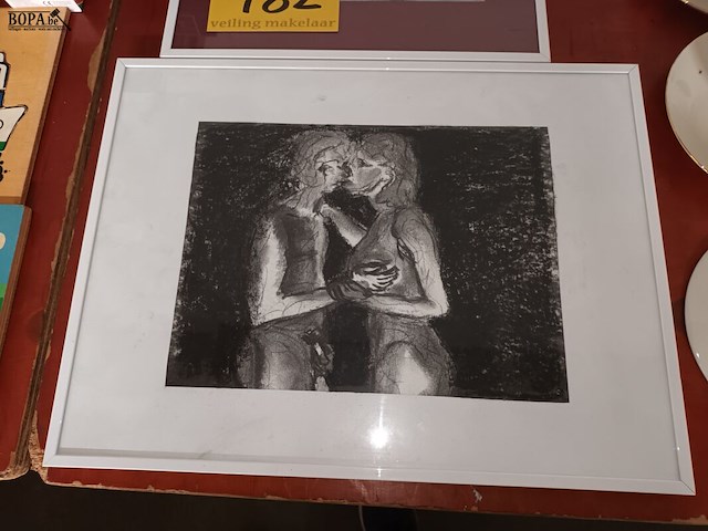 Lot 182 - kaders met naakttekeningen. 3 stuks - afbeelding 4 van  4