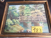 Lot 183 - schilderij brug in bos - afbeelding 1 van  4