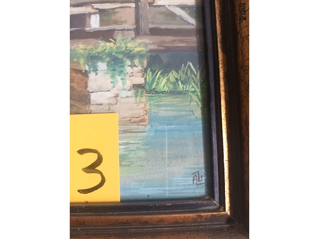 Lot 183 - schilderij brug in bos - afbeelding 3 van  4