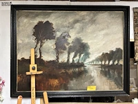 Lot 184 - ingelijste landschapsschilderij - getekend