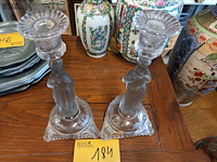 Lot 184 - kandelaars in glas. 2 stuks - afbeelding 4 van  4
