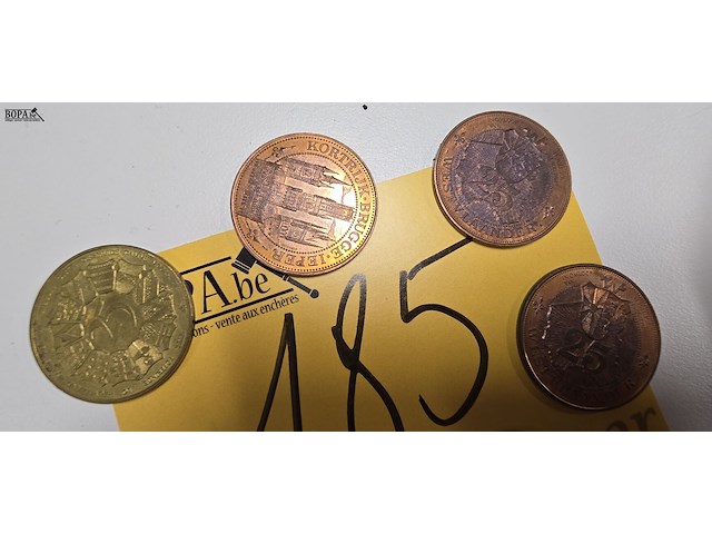 Lot 185 - belgische gemeentepennings 25 frank 7 stuks - afbeelding 3 van  5