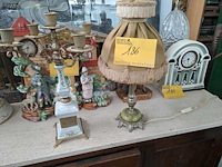 Lot 186 - retro kandelaar en nachtlampje met groene marmer en messing - afbeelding 1 van  1