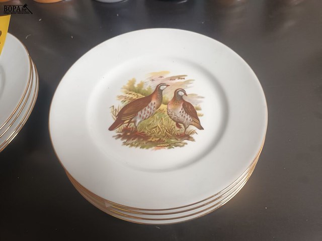 Lot 187 - borden limoges vogels. 12 stuks - afbeelding 4 van  6