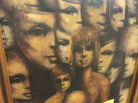 Lot 189 - schilderij ekspressie van koppen get jvb - afbeelding 2 van  7