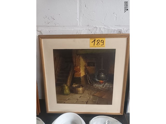 Lot 189 - schilderij open haard - afbeelding 1 van  3