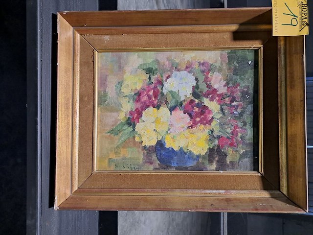 Lot 19 - schilderij op doek - bloemen in vaas - mariette coffez - afbeelding 1 van  1