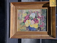 Lot 19 - schilderij op doek - bloemen in vaas - mariette coffez
