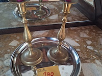 Lot 190 - plateau en kandelaars. 3 stuks - afbeelding 1 van  1