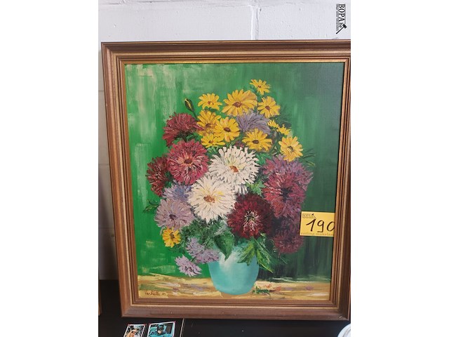 Lot 190 - schilderij bloemen - afbeelding 1 van  3