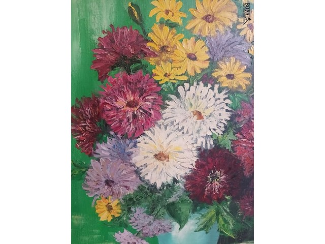 Lot 190 - schilderij bloemen - afbeelding 2 van  3