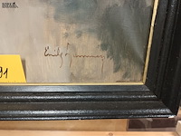 Lot 191 - schilderij rivier met bomen - afbeelding 3 van  4